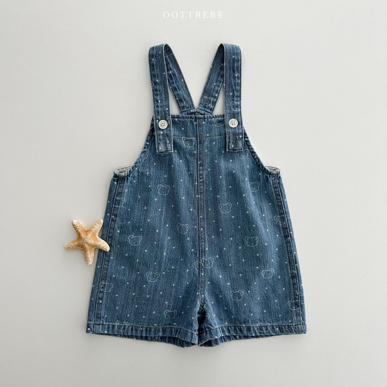 OOTTBEBE Bear Bear Denim Overalls