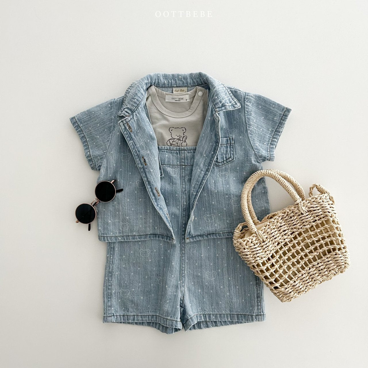 OOTTBEBE  Bear Bear Denim Shirt